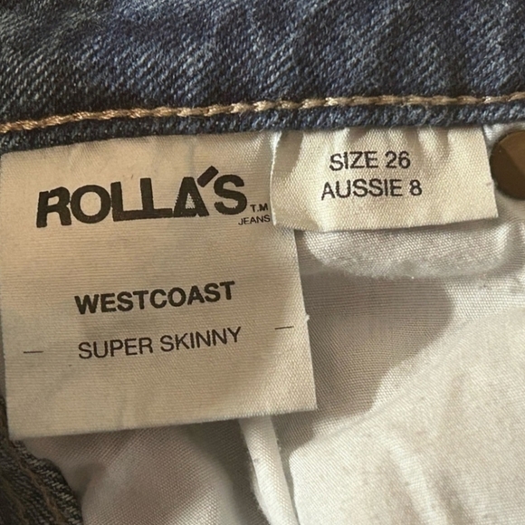 Rolla's Westcoast Women’s Super Skinny Jean Distressed Knees Medium Wash Size 26 - Picture 7 of 8